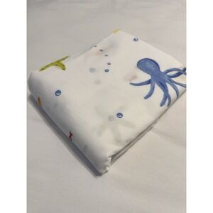 PBK UNDER THE SEA‎ Twin Flat Sheet Ocean Water Fish Turtles Pottery Barn Cotton